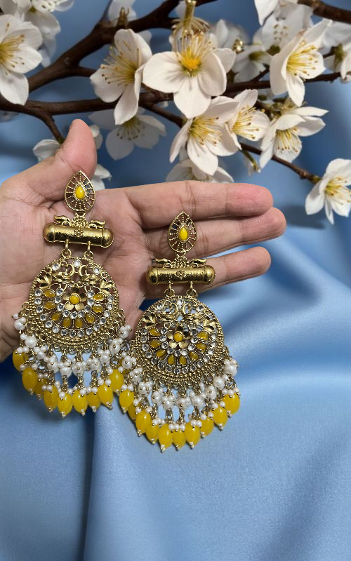 Royal Kundan Pearl Chandbali Earrings for Women