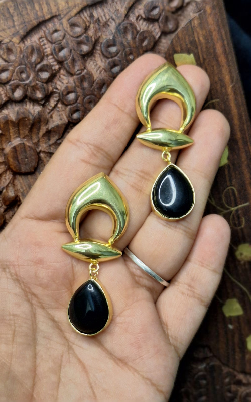 “Gold Plate Stone Drop Dangle brassEarrings for Women & Girls”