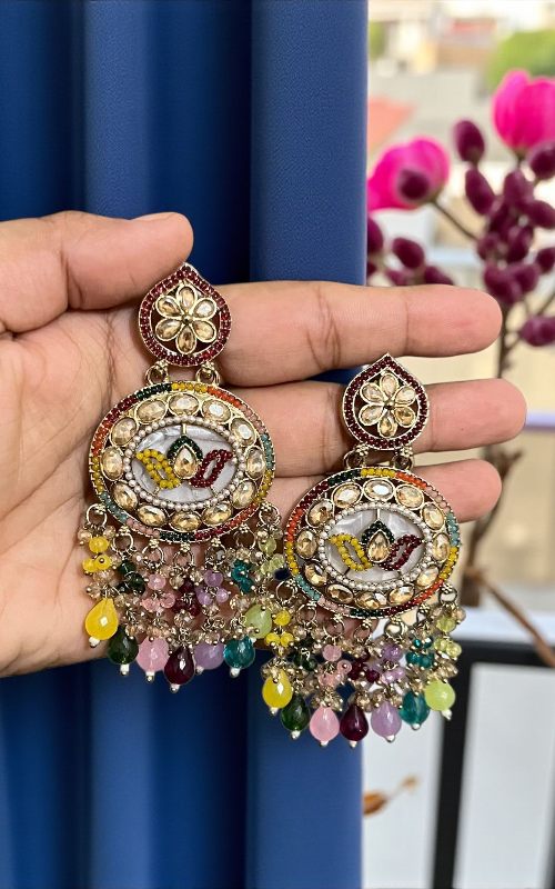 Royal AD Kundan Gold-Plated Chandbali Earrings