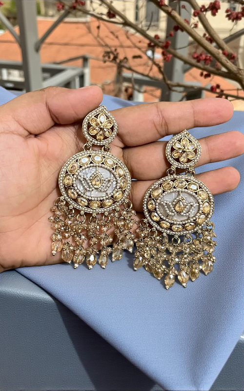 Royal AD Kundan Gold-Plated Chandbali Earrings