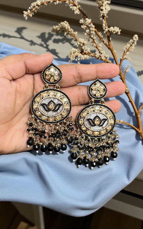 Royal AD Kundan Gold-Plated Chandbali Earrings