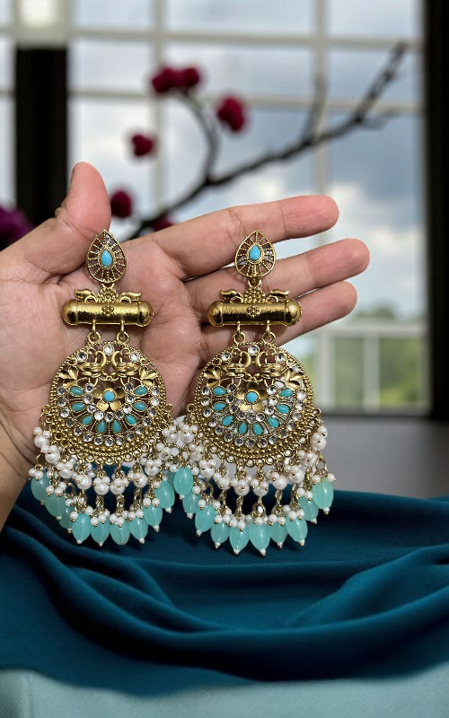 Royal Kundan Pearl Chandbali Earrings for Women